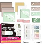 Transparent Sticky Notes,1120 Sheets Clear Sticky Notes with Pen, Waterproof Annotation Kit, Self...