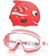 YLKJSWIM Kids Swim Goggles for 3-8 with Swim Cap, Swimming Goggles Cap Set with Anti-Fog Anti-UV ...