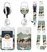 Badge Holder Lanyard Sunrise Mountain ID Card Holders Detachable Name Tag Clips Cute Funny Nurse ...