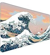 Japanese Large Gaming Mouse Pad with Extended Stitched Edges, (31.5X15.7In) Durable Non-Slip Natu...