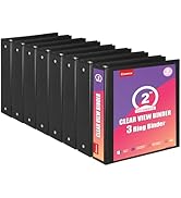 Comix Durable 2 Inch 3 Ring Binder with Clear Cover, 2" Round View Binder with 2 Interior Pockets...