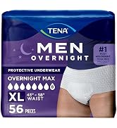 Tena Men Overnight Max Incontinence Underwear, XL, 45-58in, 56ct