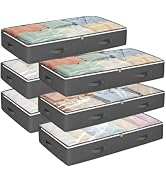 90L Under Bed Storage Containers, 6 Pack Underbed Closet Storage Organizer System, Moving Bags wi...