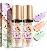 2PCS 3 In 1 Primer for Face Before Makeup, One Step Color Corrector Face Makeup Primer, Tinted Mo...