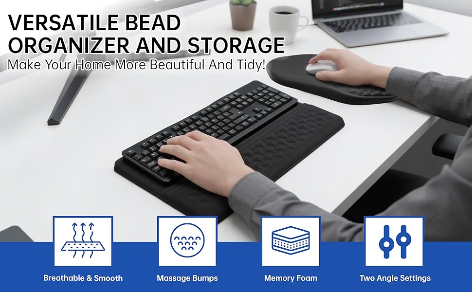 3-in-1 Ergonomic Keyboard Stand Wrist Rest Mouse Pad Set