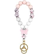 BIHRTC Silicone Bead Keychain Bracelet Wristlet Keychain Key Ring Bracelet Bangle Chain for Women...