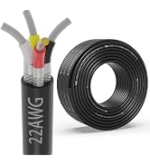 22 Gauge 4 Conductor Shielded Wire 25FT, UL2464 22 AWG CNC 4 Wire Cable Tinned Copper Stranded 22...