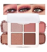 4 Colors Matte Shimmer Eyeshadow Makeup Palette,Rose Gold Nude Pink Highly Pigmented Natural Neut...
