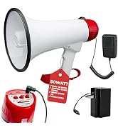 5 CORE 40W Megaphone Bullhorn Cheer Bull Horn Speaker Rechargeable Megaphono 1000 Yard Range Sire...
