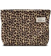 HAPPYHEIDI Leopard Print Makeup Bag with Pocket Large Cosmetic Toiletry Travel Pouch, Small Acces...