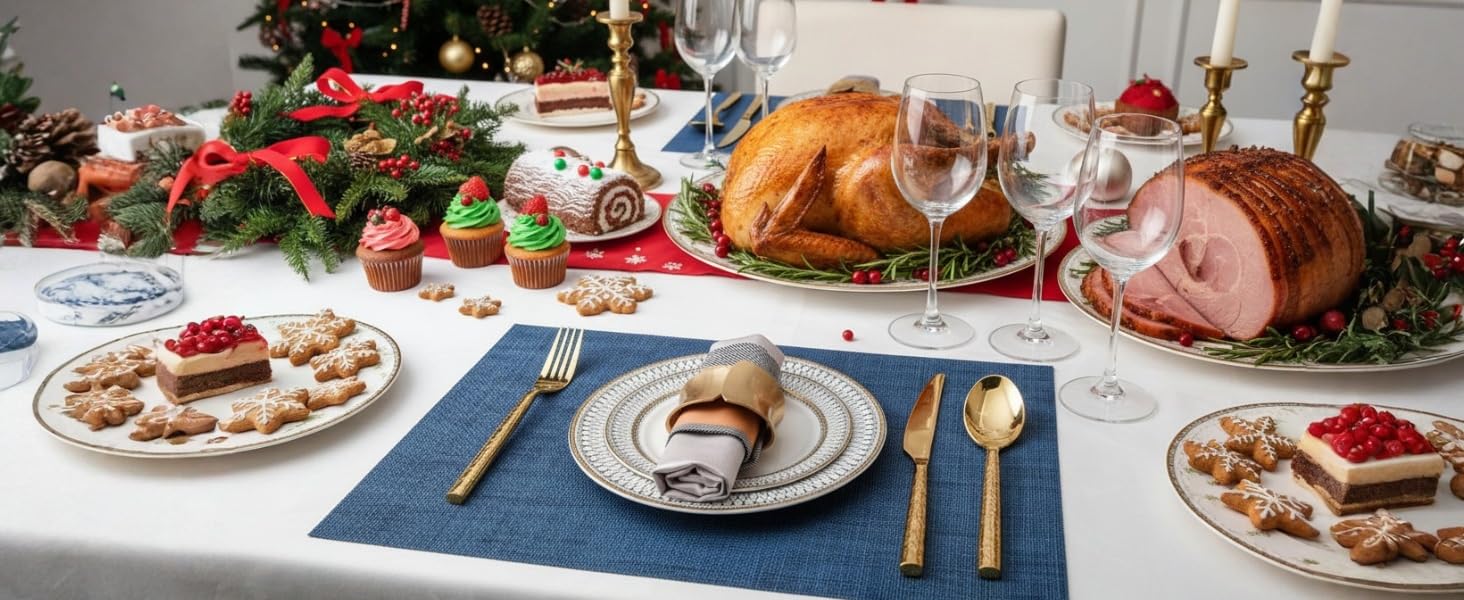 blue placemats