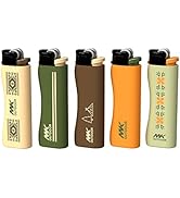 MK Lighter Outdoor Series Eco Set 5-Pack Assorted Design Multipurpose Refillable, Windproof Flame...