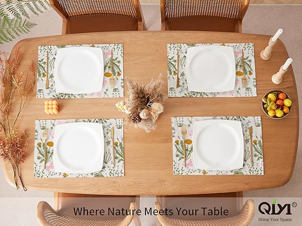 linen fabric placemats, kitchen dining table decor, 12x18 Inch