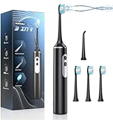2-in-1 Electric Toothbrush with Water Flosser, Brush & Floss Combo, 3 Modes, 3 Brush Heads, Jet T...