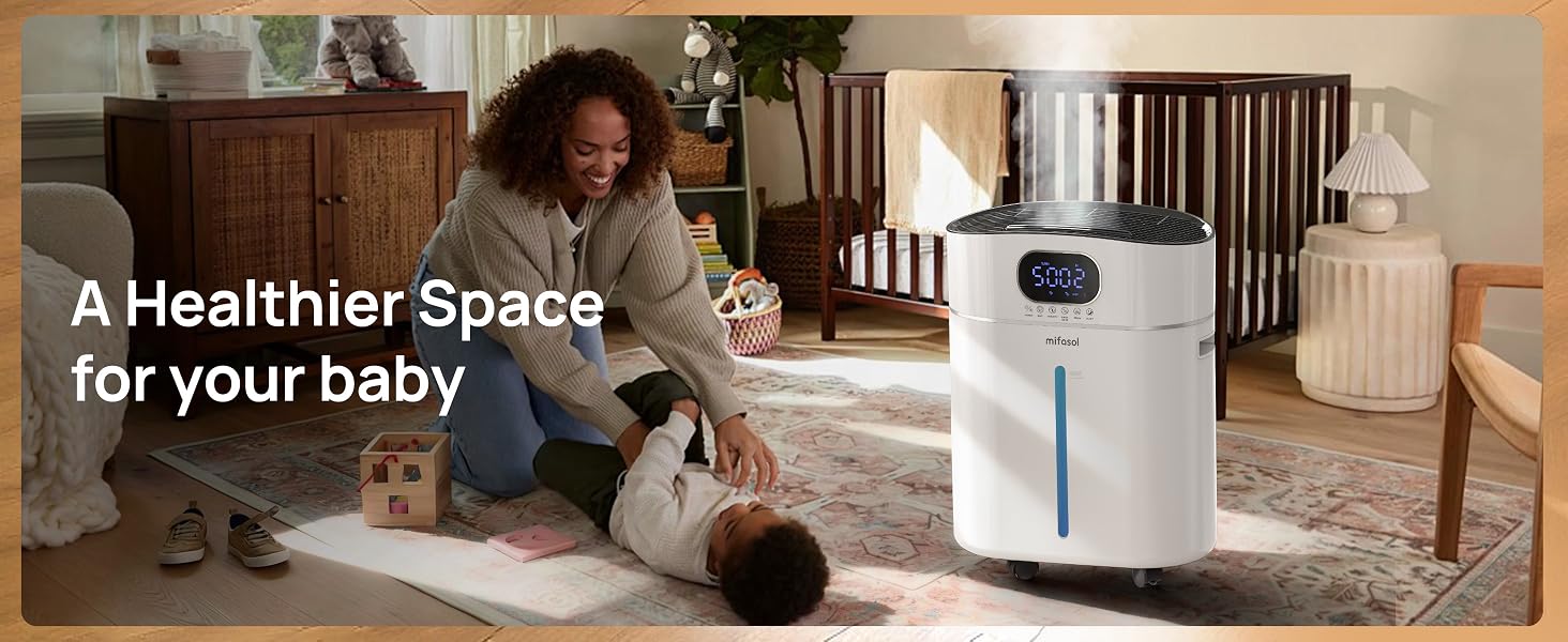 Air Humidifiers for Bedroom with Diffuser & Flame Light