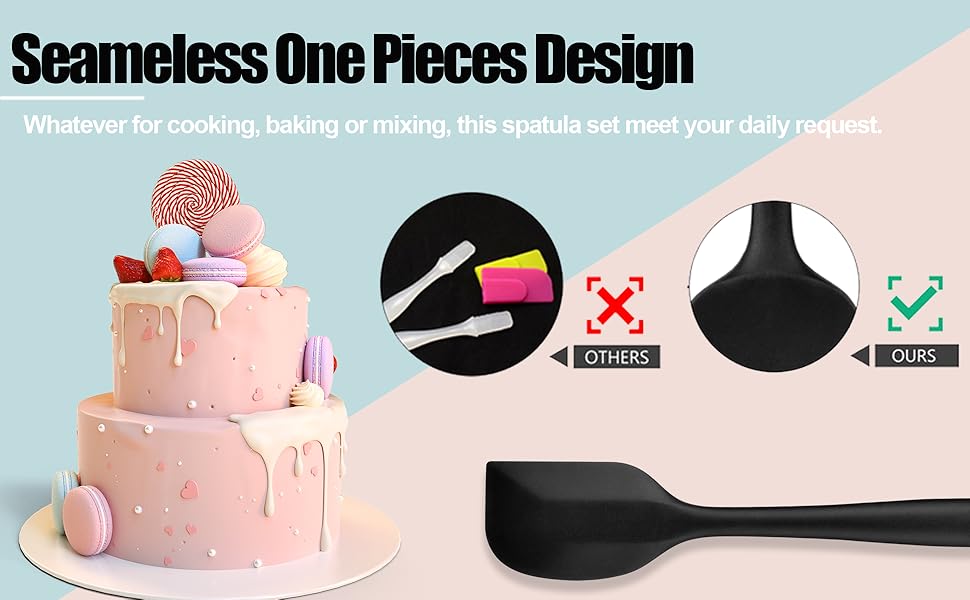 hotec OXO silicone spatula set non stick baking cooking mixing utensils for cookware heat resistant