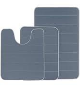 BSAOUTZ 3Pc Bathroom Rug Sets, Non Slip Memory Foam Bath Mat Rug 3 Piece Set, Extra Absorbent Sof...