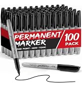 Taja (100 Counts) Permanent Markers, Fine Tip, Black, Quick-Drying and Fade-Resistant Bulk Marker...