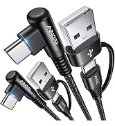 AINOPE 60W 4 in 1 Charging Cable for iPad & USB C Devices, Right Angle Type C Cord Carplay Cable ...