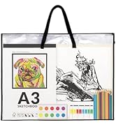 SUNEE 19x25 Art Portfolio Bag, Artist Supply Organizer with Handle, Zippered Storage Folder for A...