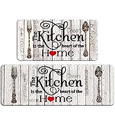 FRESHMINT Farmhouse Kitchen Mats Sets 2 Piece Cushioned Anti-Fatigue Comfort Mat for Home & Offic...