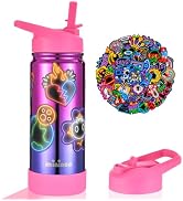 Mininoo Kids Water Bottle, Girls Water Bottles for School, 16oz Metal Water Bottle Kids with Stra...