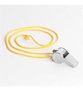 WNHNO Yellow Stainless Whistle with Lanyard, Loud Metal Emergency Sports Whistle Soccer Football ...