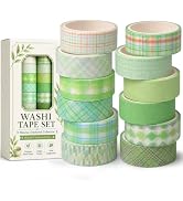 12 Rolls Washi Tape Set, Fresh Matcha Green Decorative Tape,Assorted Styles | 0.6 x 120 in / Roll...