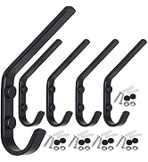 WEBI Coat Hook Wall Mounted - Heavy Duty Metal Dual Wall Hook Rack – Double Prong Robe Hooks for ...