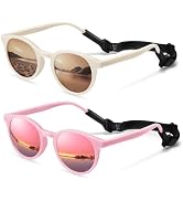 Vcarsian Cute Kids Polarized Sunglasses,Baby Sun Glasses with Strap for Toddler Girls Boys Flexib...