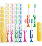HAIFOTRVA 120 Pcs Disposable Toddler Toothbrush Kids,Suction Cup Bulk Kids Toothbrushes with 5 in...