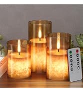 Crystal Texture Design Flickering Flameless Candles with Remote & Timer, Real Wax Battery Operate...