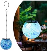 VEWOGIFT Solar Hanging Lanterns Outdoor, Solar Gazing Ball Lights, Waterproof Hanging Glass Light...
