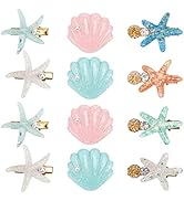 12 Pieces Shell Pearl Starfish Hair Clip Set, Catcan Acrylic Resin Seashell Hair Clips Artificial...