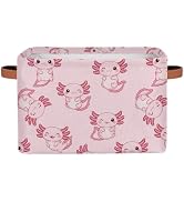 Ackutea Axolotl Storage Baskets - Cute Large Collapsible Rectangle Shelf Closet Organizer Bins fo...