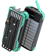 SOXONO Solar Charger Power Bank, PD 20W Fast Charging External Batter, 40000mAh Portable Phone Ch...
