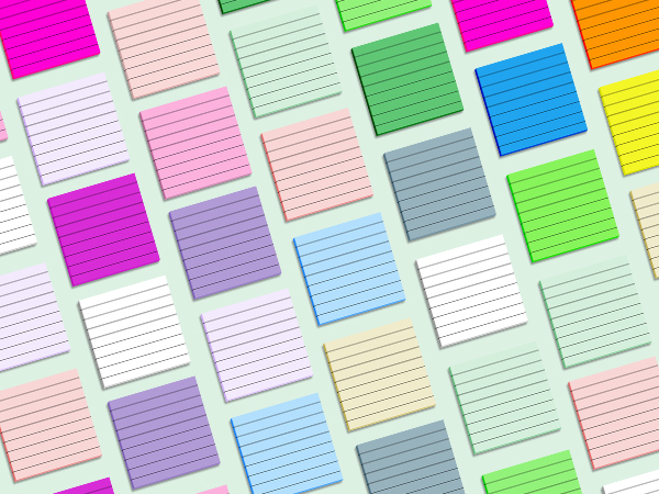 green sticky notes with lines