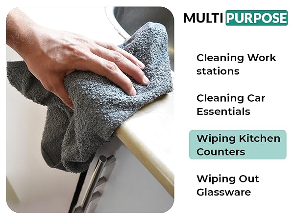 ZUPERIA cleaning cloths, 100% Cotton terry cleaning towels, highly absorbent, home and office use