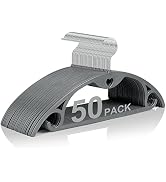 Grey Plastic Hangers 50 Pack: No Shoulder Bumps Ultra Thin Suits Hangers for Space Saving, Heavy ...