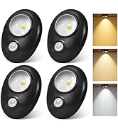Motion Sensor Puck Lights, 3 Color Temps Dimmable Under Cabinet Light indoor, LED Wireless Rechar...
