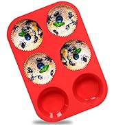 ANAEAT Silicone Muffin Pan - 6 Cups Non-Stick Cupcake Molds, Food Grade Silicone Baking Tray for ...