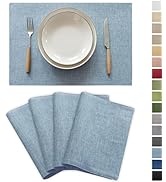 Demetex Blue Placemats Set of 4 Heat Resistant Farmhouse Boho Placemats Burlap Cloth Place Mat Di...