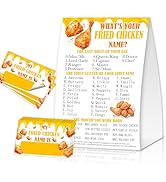 What's Your Fried Chicken Name, 1 Game Sign and 30 Sticker Set, Birthday Party Holiday Activity C...