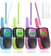 Vvinca Rechargeable Walkie Talkies for Kids 4 Pack, 5-7 Year Old Boy Toys Long Range 22 Channels ...