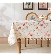 HOMLOVE Rectangle Tablecloth Pastoral Style, Waterproof & Stain Resistant Table Cloth Wrinkle Fre...