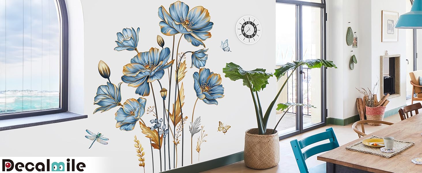 DM2281 large blue flower wall decals
