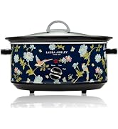 Laura Ashley Elveden Navy Large Slow Cookers 6.8 Quarts -Slow Cooker 6.8QT | Serves 8-10 People, ...