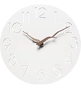 12 Inch Wall Clock, Silent Non Ticking Wooden Wall Clocks Battery Operated for Kitchen Home Bathr...