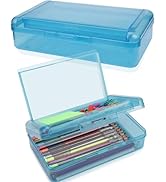 1 PCS Pencil Box,Double Layer Large Capacity Pencil Box,Hard Pencil Case with Snap-tight Lid, Pla...