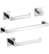 TURS Bathroom Accessories 4-Pieces Bathroom Hardware Set Polished Chrome Towel Bar Set Stainless ...